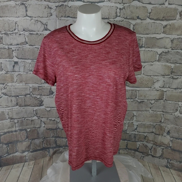 Madewell Heather  Knit Crew Neck Tee Burgundy Large - Picture 1 of 10